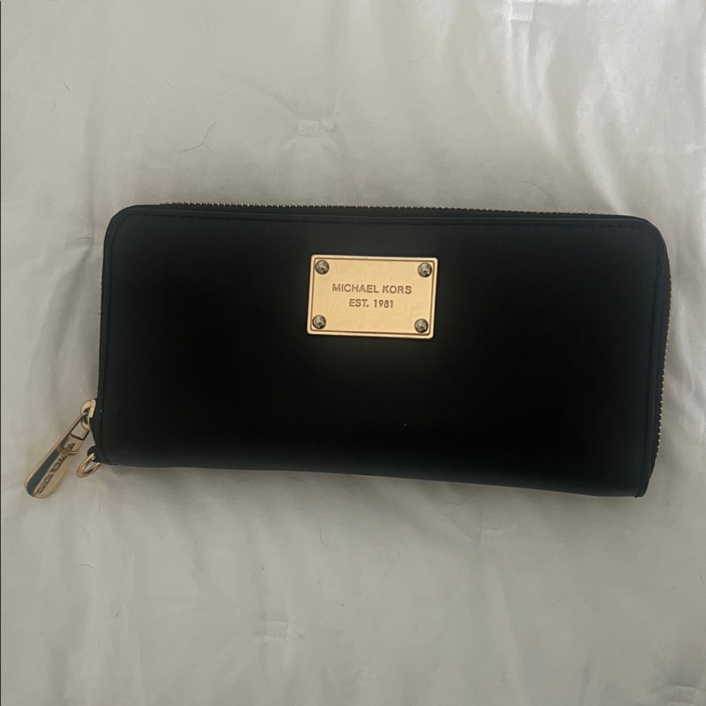 Michael Kors Black Wallet with Gold Logo